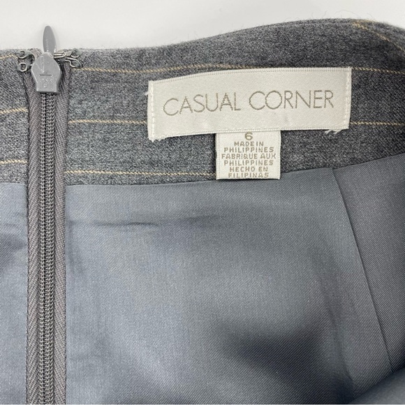 NWOT Casual Corner Stripe Academia Back Pleated Y2K Skirt 100% Wool - Picture 6 of 11